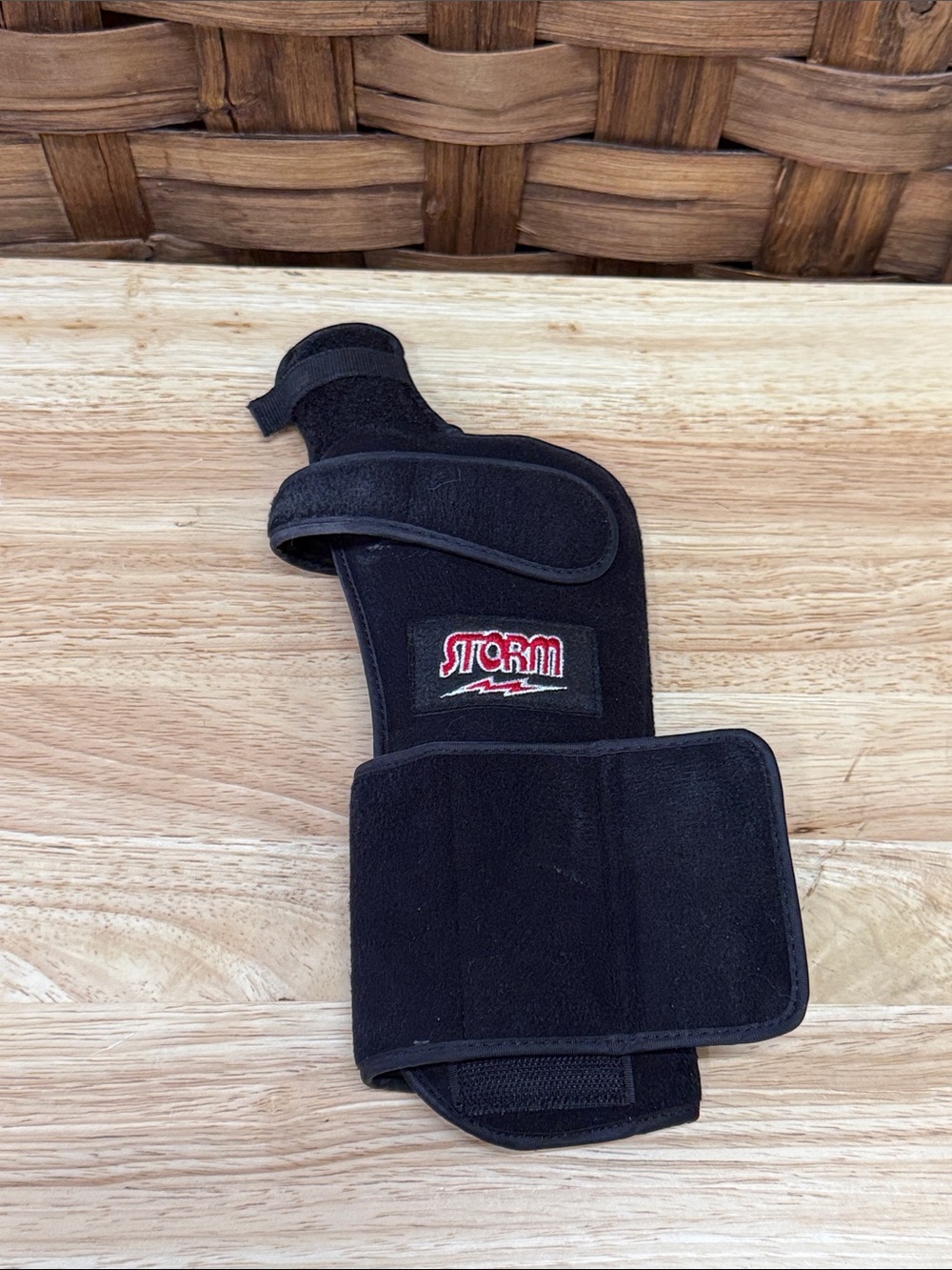 Bowling Storm Black Wrist Support Brace with Red Logo